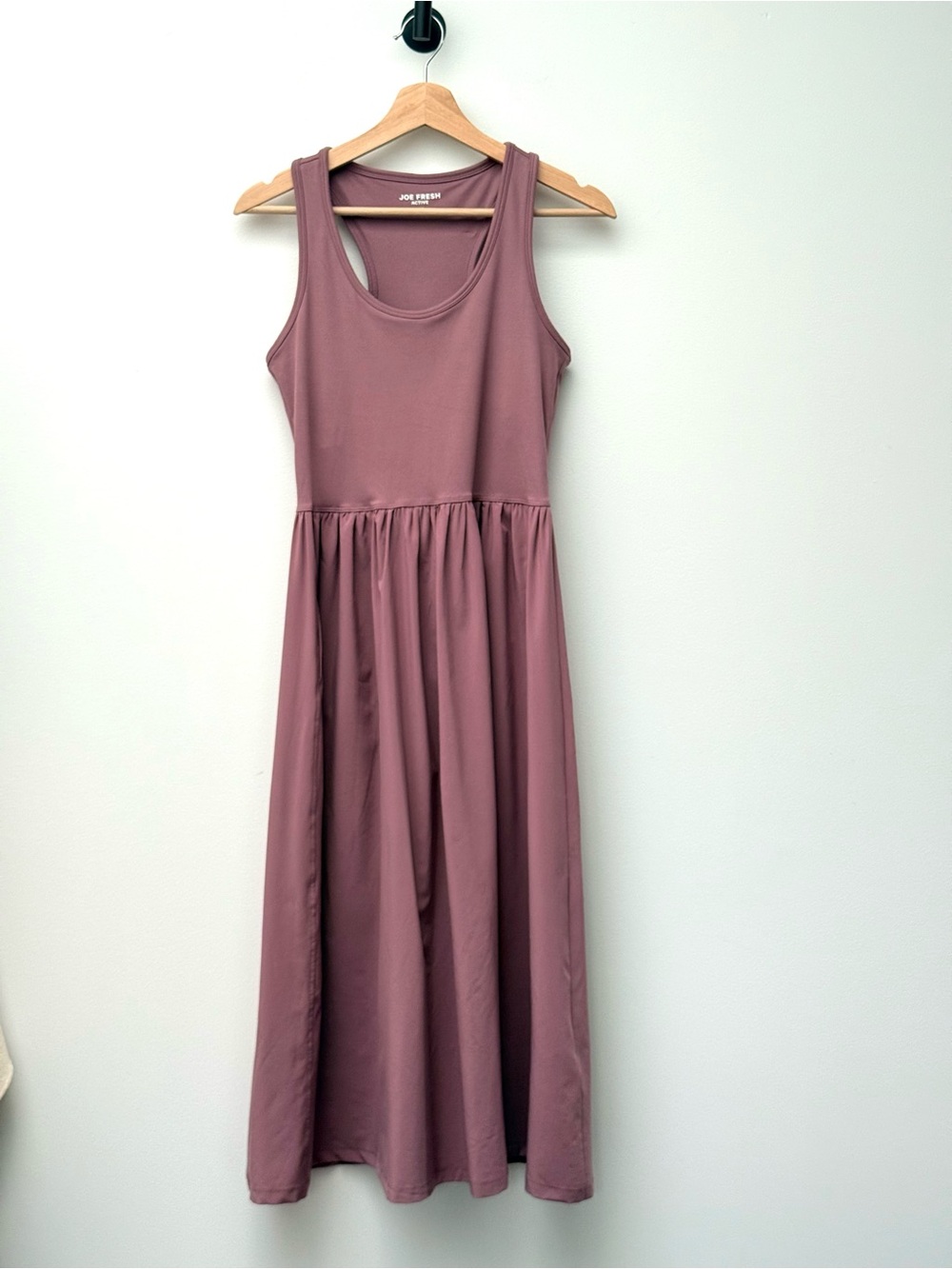 Joe Fresh Racerback Athleisure Maxi Dress with Built in Shelf Bra and Pockets